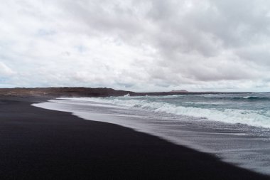 bir görünümü Beach, lanzarote, Kanarya Adaları, İspanya.