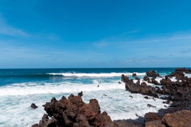 bir görünümü Beach, lanzarote, Kanarya Adaları, İspanya.