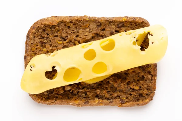 Sandwich con lechuga, queso sobre fondo blanco . —  Fotos de Stock