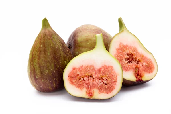 Fig frukter isolerad på vit bakgrund. Ovanifrån. Lägenheten låg patt — Stockfoto