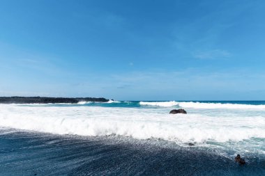 bir görünümü Beach, lanzarote, Kanarya Adaları, İspanya.