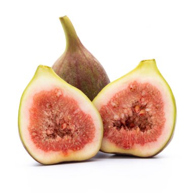 Beyaz arka plan üzerinde izole incir meyve. Üstten Görünüm. Düz yatıyordu patt