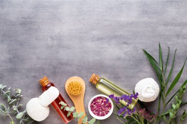 Spa tedavi kavramı, doğal cosmeti ile düz yatıyordu kompozisyon