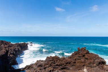 bir görünümü Beach, lanzarote, Kanarya Adaları, İspanya.