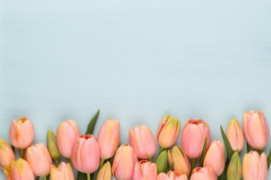 Vintage ahşap arka plan üzerinde pembe lale. Anneler günü tebrik