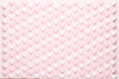 Copyspace ile pembe arka plan marshmallows. Düz döşeme veya üst 