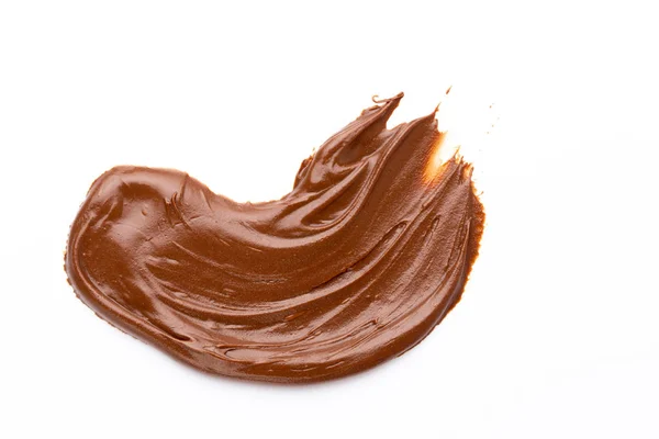 Csokoládé krém elszigetelt fehér háttérrel. Lapos fektetés. — Stock Fotó