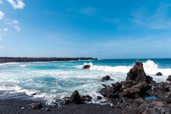 bir görünümü Beach, lanzarote, Kanarya Adaları, İspanya.