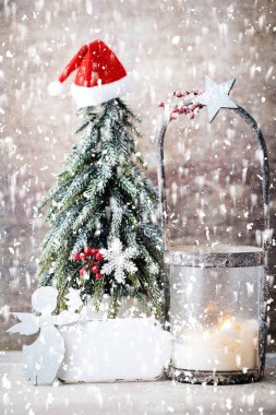 Şamdan. Noel fener. Noel dekorasyon, CA tebrik