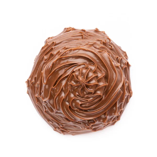Crema de chocolate aislada sobre fondo blanco. Puesta plana. —  Fotos de Stock