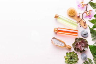Spa arka plan ile el yapımı bio kozmetik ve kaktüs compositio