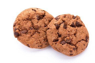 Beyaz arka plan üzerinde izole çikolatalı kurabiye. Tatlı biscu