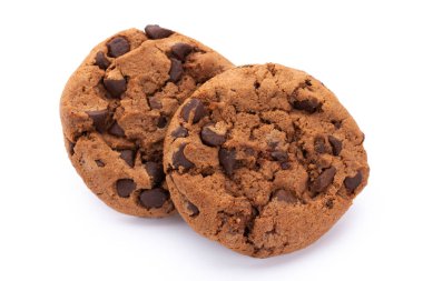 Beyaz arka plan üzerinde izole çikolatalı kurabiye. Tatlı biscu