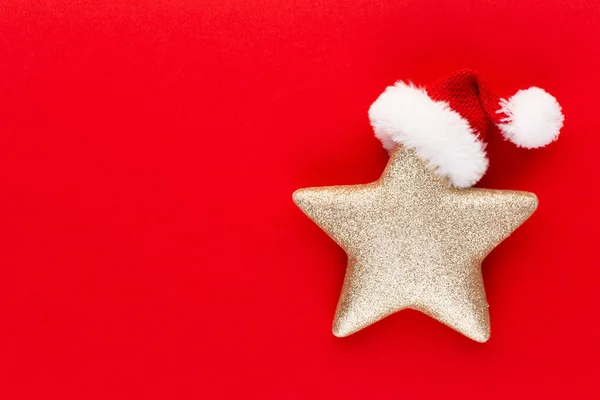 Weihnachtsstern, Dekor auf pastellfarbenem Hintergrund. Weihnachten oder — Stockfoto