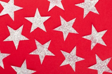 Noel arkaplanı. Yıldız altın parıltısı. Tatil arkaplanı, düz yatak.