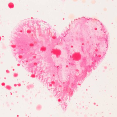 Suluboya kalp. Sevgililer Günü Kutlama kartı, aşk, ilişki, sanat, resim.