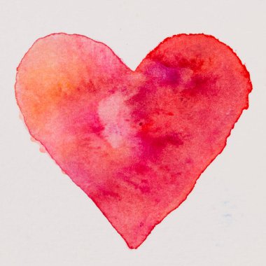 Suluboya kalp. Sevgililer Günü Kutlama kartı, aşk, ilişki, sanat, resim.
