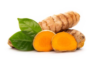 Zerdeçal, Curcuma longa Linn, rizom beyaz arkaplanda izole.