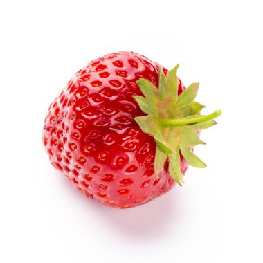 İzole edilmiş çilek. Tek çilekli meyve beyaz arkaplanda izole edilmiş, kırpma yolu ile - resim