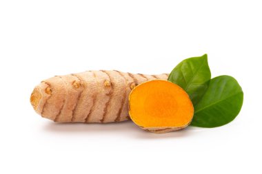 Zerdeçal, Curcuma longa Linn, rizom beyaz arkaplanda izole.