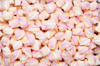 Fotokopi alanı olan renkli marşmelovlar. Üst Manzara. Düz yatıyordu. 