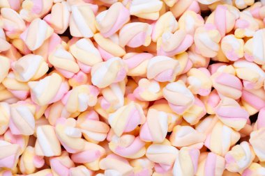 Fotokopi alanı olan renkli marşmelovlar. Üst Manzara. Düz yatıyordu. 