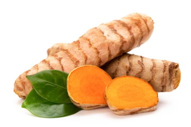 Zerdeçal, Curcuma longa Linn, rizom beyaz arkaplanda izole.