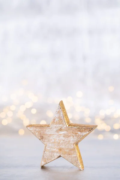 Estrela Natal Decoração Fundo Prata Bokeh Natal Ano Novo Conceito — Fotografia de Stock