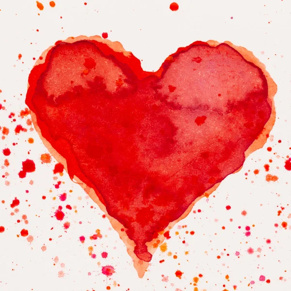 Suluboya Kalp Sevgililer Günü Kutlama Kartı Aşk Ilişki Sanat Resim — Stok fotoğraf