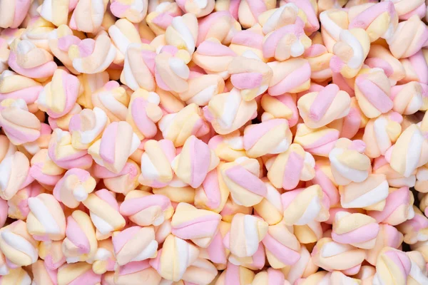 Kleurrijke Marshmallows Achtergrond Met Kopieerruimte Bovenaanzicht Vlakke Plaat — Stockfoto