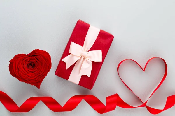 Valentines Day Background Red Rose Hearts Greating Cards — Stock Photo, Image