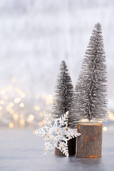 Christmas Tree Silver Bokeh Background — Stock Photo, Image