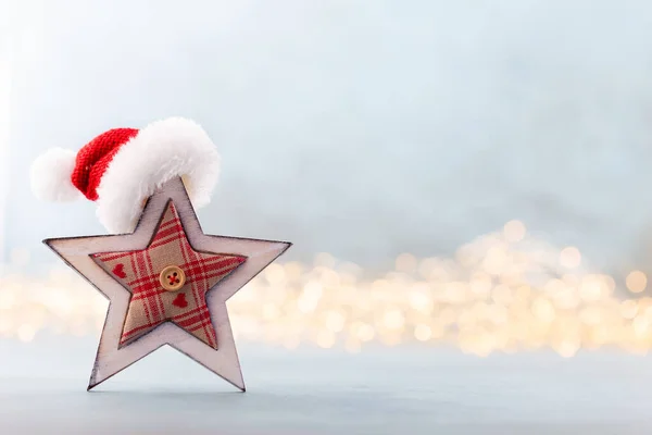 Weihnachtsstern Auf Bokeh Hintergrund Weihnachtsfeier Konzept Grußkarte — Stockfoto