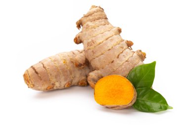 Zerdeçal, Curcuma longa Linn, rizom beyaz arkaplanda izole.