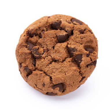 Beyaz arka planda izole edilmiş çikolatalı kurabiyeler. Tatlı bisküviler. Ev yapımı pasta.. 