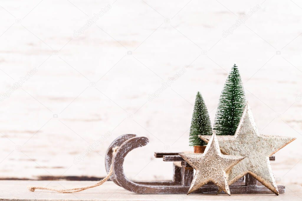 Christmas holidays composition on wooden background