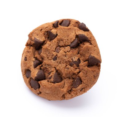 Beyaz arka planda izole edilmiş çikolatalı kurabiyeler. Tatlı bisküviler. Ev yapımı pasta.. 