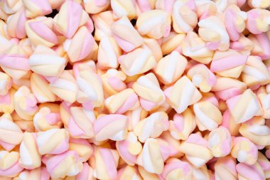 Fotokopi alanı olan renkli marşmelovlar. Üst Manzara. Düz yatıyordu. 