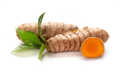 Zerdeçal, Curcuma longa Linn, rizom beyaz arkaplanda izole.