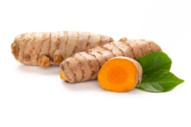 Zerdeçal, Curcuma longa Linn, rizom beyaz arkaplanda izole.