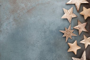 Şablon tasarımı için Noel yıldızı dekorasyon koleksiyonu. Yukarıdan bak. Düz yatıyordu