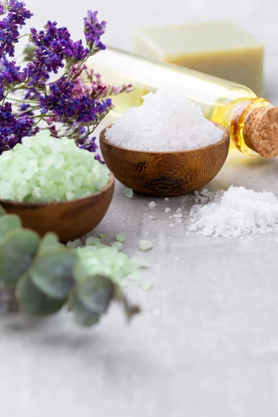 Spa Setting Natural Sea Salt Spa Concept Template Salon Treatment — Stock Photo, Image