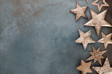 Şablon tasarımı için Noel yıldızı dekorasyon koleksiyonu. Yukarıdan bak. Düz yatıyordu