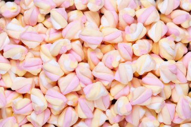 Fotokopi alanı olan renkli marşmelovlar. Üst Manzara. Düz yatıyordu. 