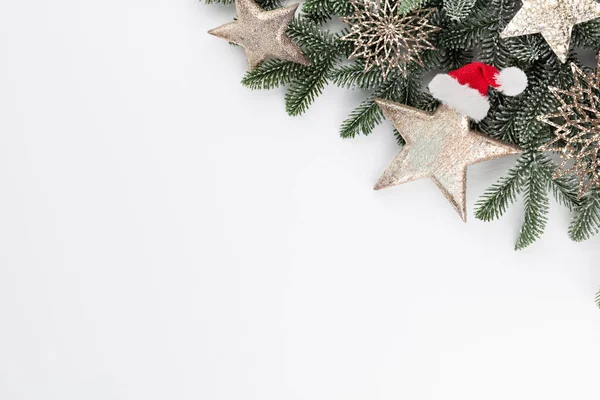 白色背景的圣诞树分枝 — 图库照片