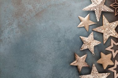 Şablon tasarımı için Noel yıldızı dekorasyon koleksiyonu. Yukarıdan bak. Düz yatıyordu