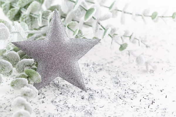 Composición Navideña Decoraciones Sobre Fondo Blanco Navidad Invierno Concepto Año — Foto de Stock