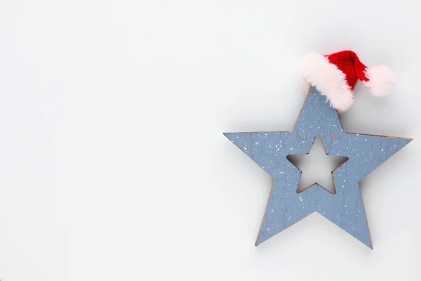 Weihnachtssterndekoration Vorhanden Weihnachtsstern Auf Blauem Hintergrund — Stockfoto