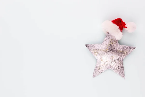 Weihnachtssterndekoration Vorhanden Weihnachtsstern Auf Blauem Hintergrund — Stockfoto