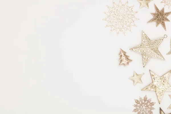 Weihnachten Flatlay Dekor Hintergrund Auf Dem Weißen Holztisch — Stockfoto